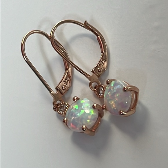 925 rose gold plated opal earrings - Picture 5 of 5